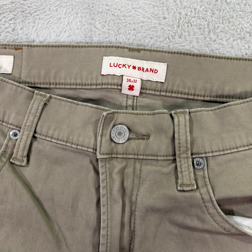 Lucky Brand Mens 34x32 121 Slim Straight Pants Beige Khaki Cotton Stretch Casual - Picture 5 of 14